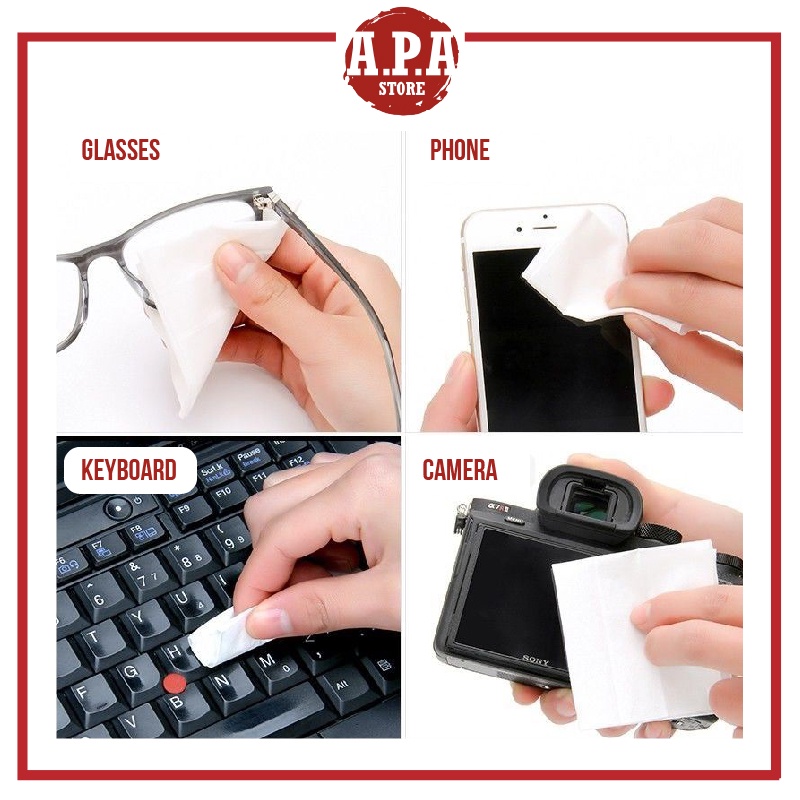 APA Glasses Cleaner Wet Wipes Tissue Lens Dust Remover Oil Stain ...