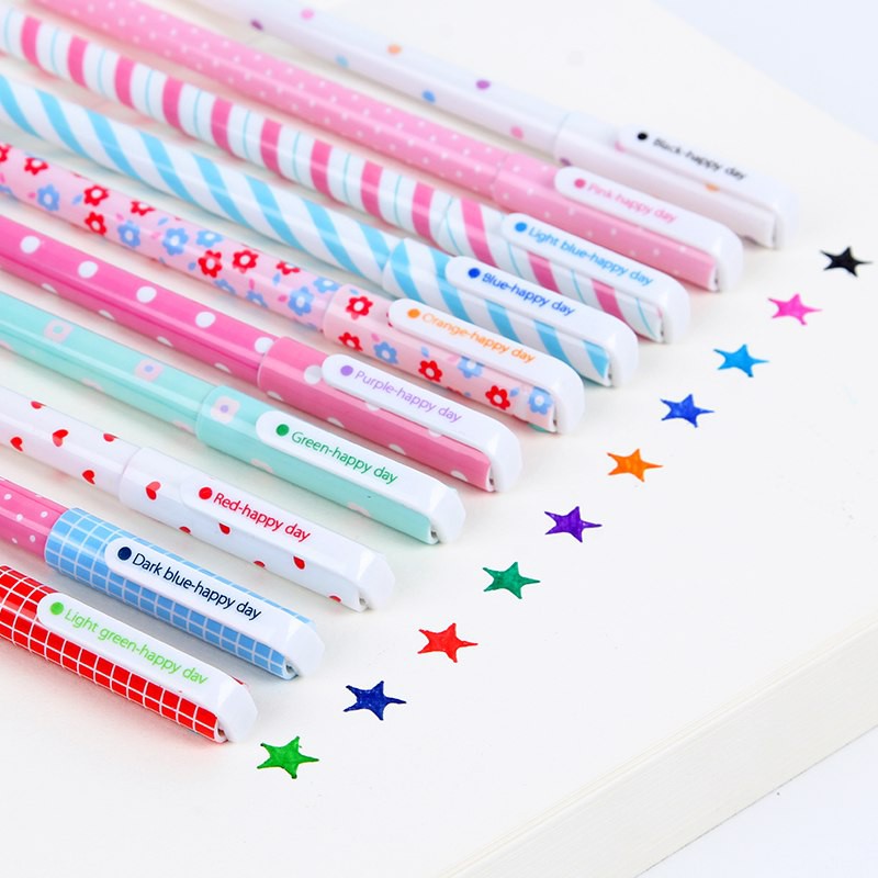 10pcs/lot Cute Office School Accessories 0.38mm Pen Nice Gel Pens Colorful  Gift