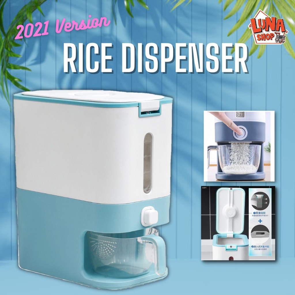 12 KG Automatic Smart Rice Dispenser with Rinsing Cup Bekas Beras Moden ...