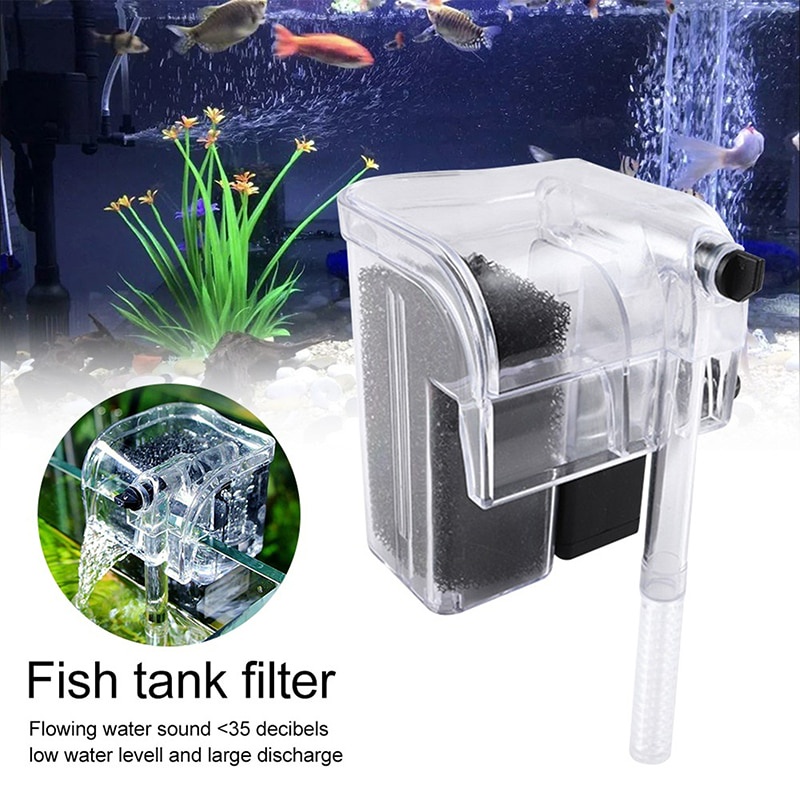 Mini Aquarium Filter External Hang on Filter Oxygen Pump Submersible ...