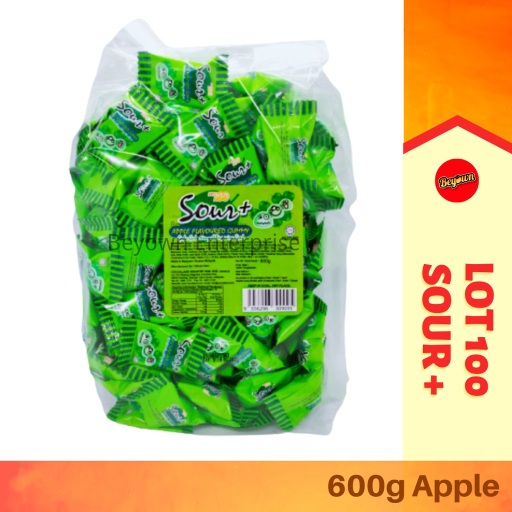 【600g】Lot 100 Sour Plus Gummy Chewy Candy Orange/ Apple/ Mango ...