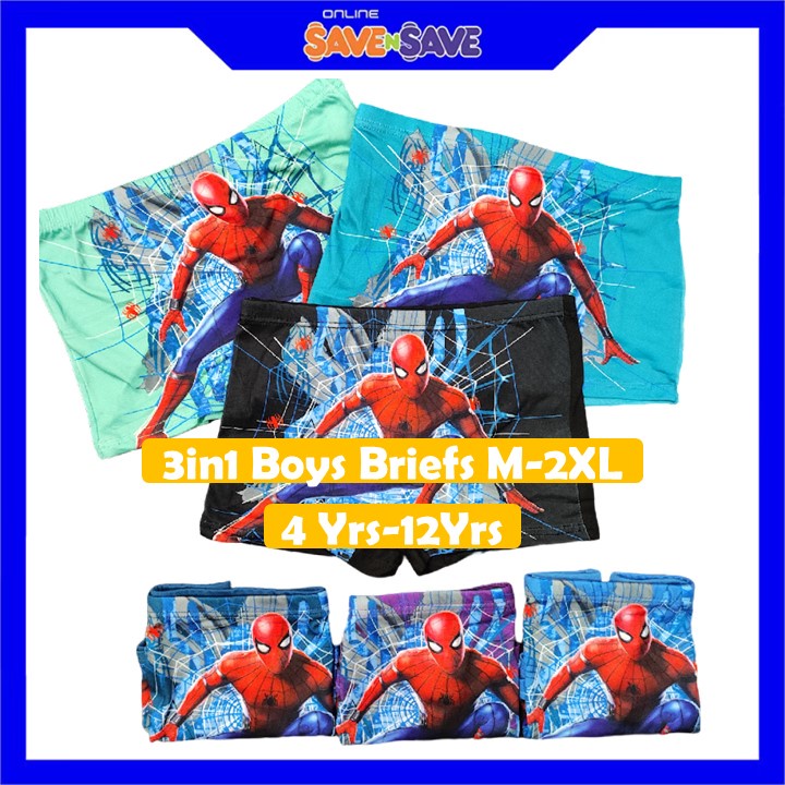 Kids Boy Cartoon Underwear Boxer Milk Silk Seluar Dalam Kanak-kanak  Spiderman Kids Boxer Pant 4Yrs-12Yrs