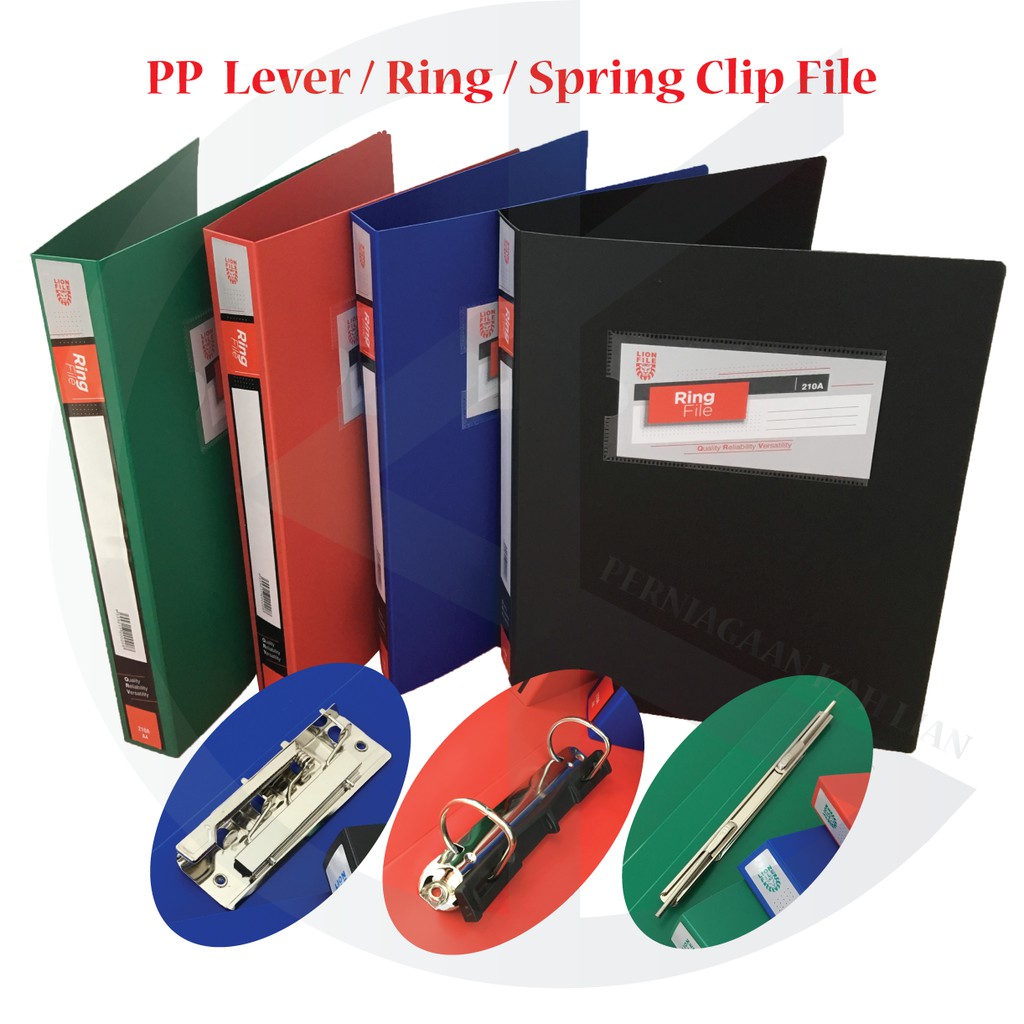 Lion A4 PP Lever / 2D Ring / Spring Clip File | Shopee Malaysia