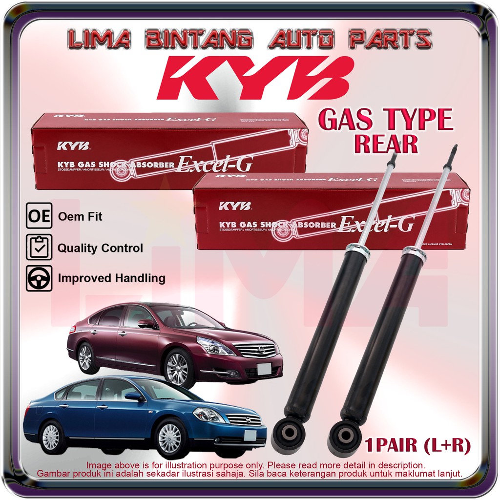 ( 1Pair ) Nissan Teana J31 , J32 Rear Shock Absorber Gas KAYABA KYB ...