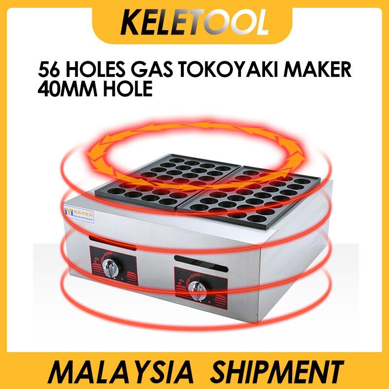 Macchina Per Takoyaki LINTAIZUO Commerciale - 56 Fori, 2KW, Antiaderente, Acciaio Inox, 220V