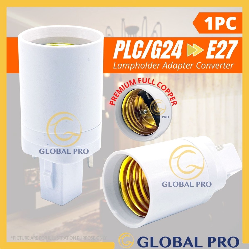 [1PC] Premium Full Copper PLC / G24 Male to E27 Female Socket Base ...