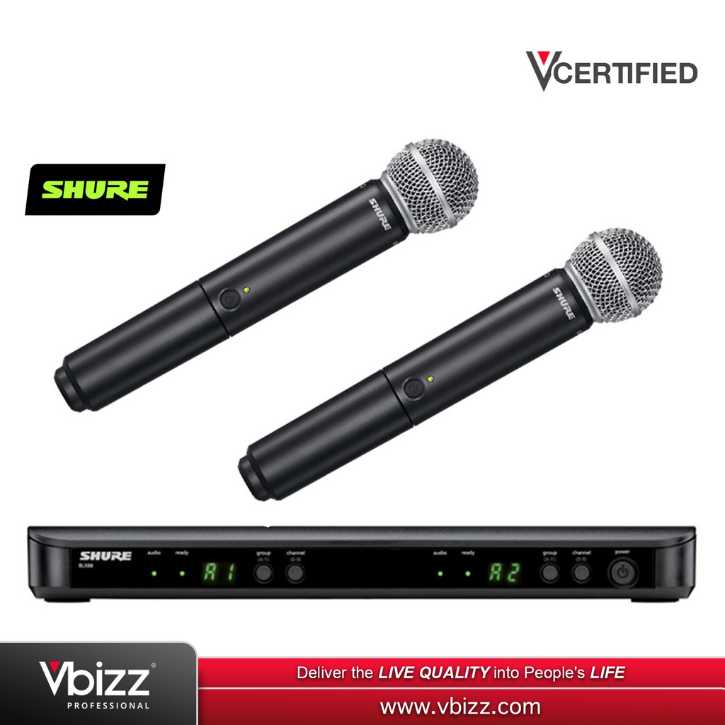 SHURE BLX288/PG58 Dual Channel Wireless Handheld Microphone System