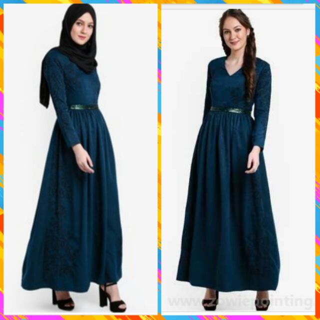 Zalia Embroidered Hand Beading Dress With Sequin Belt | Shopee Malaysia