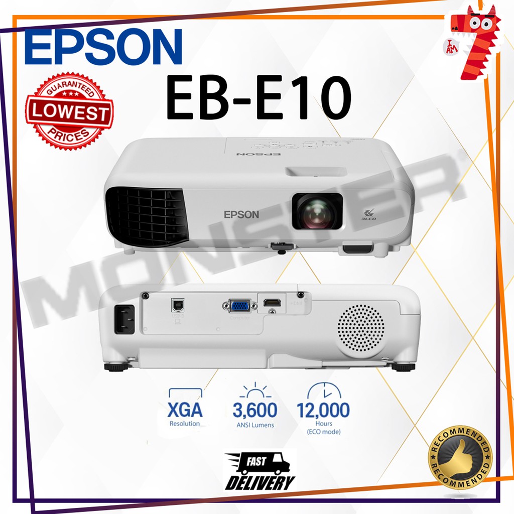 EPSON EBE10 XGA 3600 LUMENS 3LCD PROJECTOR Free 1 HDMI Cable Shopee