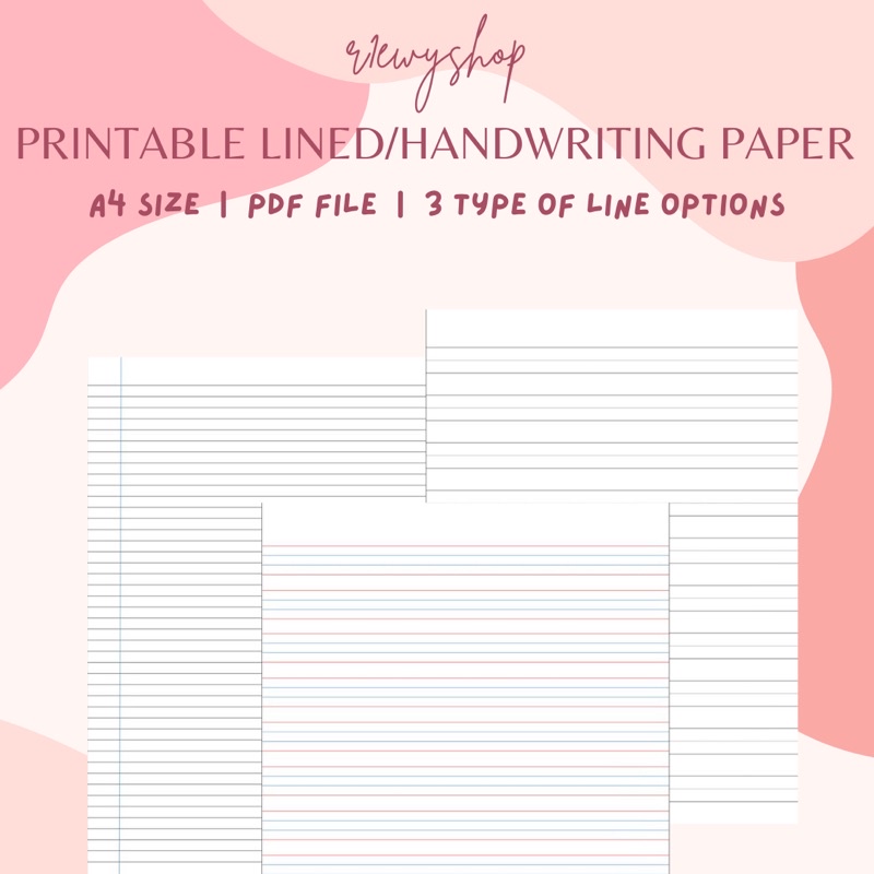 Printable Lined/Handwriting Paper [PDF FILE] | A4 Size | 3 Type Lined ...
