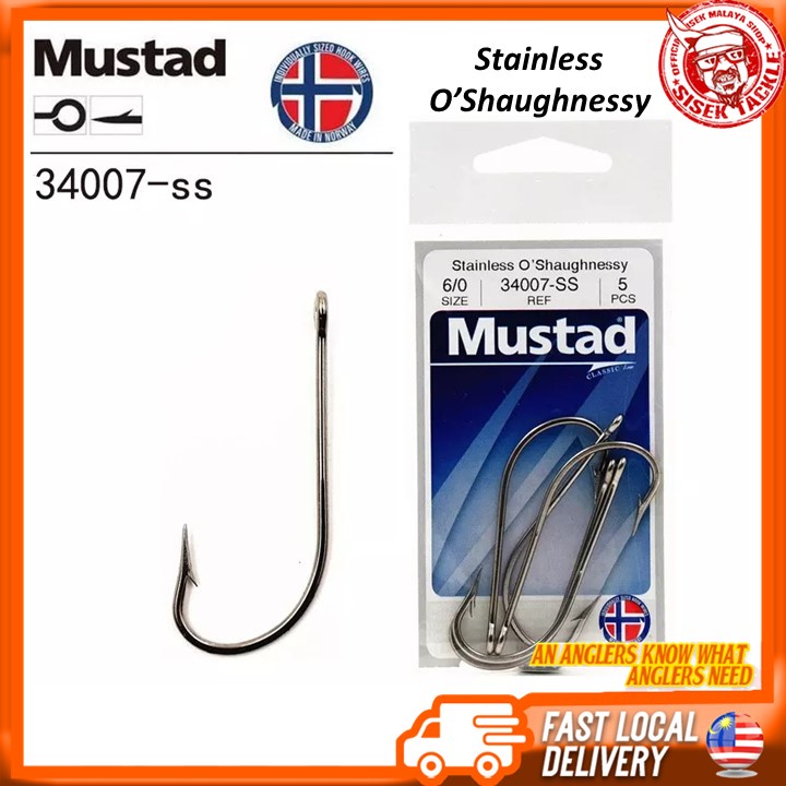 MUSTAD 34007-SS STAINLESS O’SHAUGHNESSY FISHING Single Hook Strong Hook ...