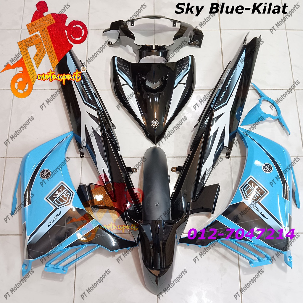 Yamaha Lc 135 Cover Set Black Matt Sky Blue Kilat Sky Blue Exciter