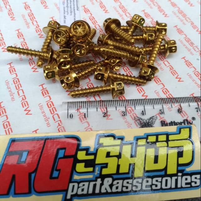 Probolt box filter bolts 5x25 gold flower automatic honda/yamaha nmax ...