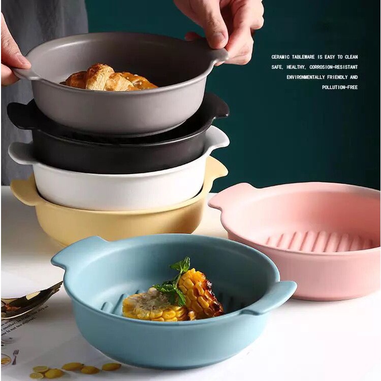 Luxury binaural Striped Ceramic Soup Pot Set