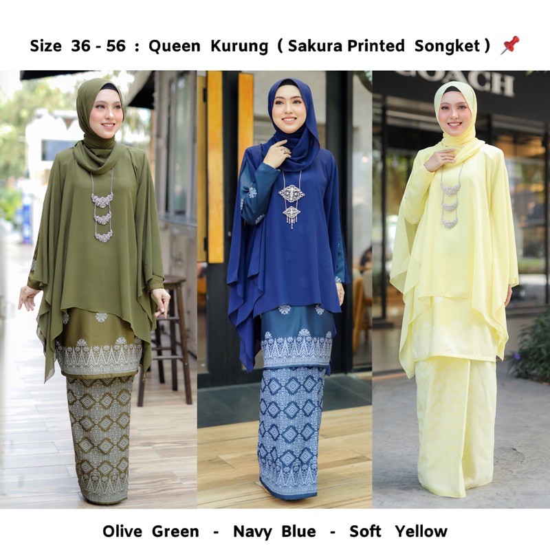 Queen Kurung Moden Songket Printed Cape Kurung Muslimah Plus Size