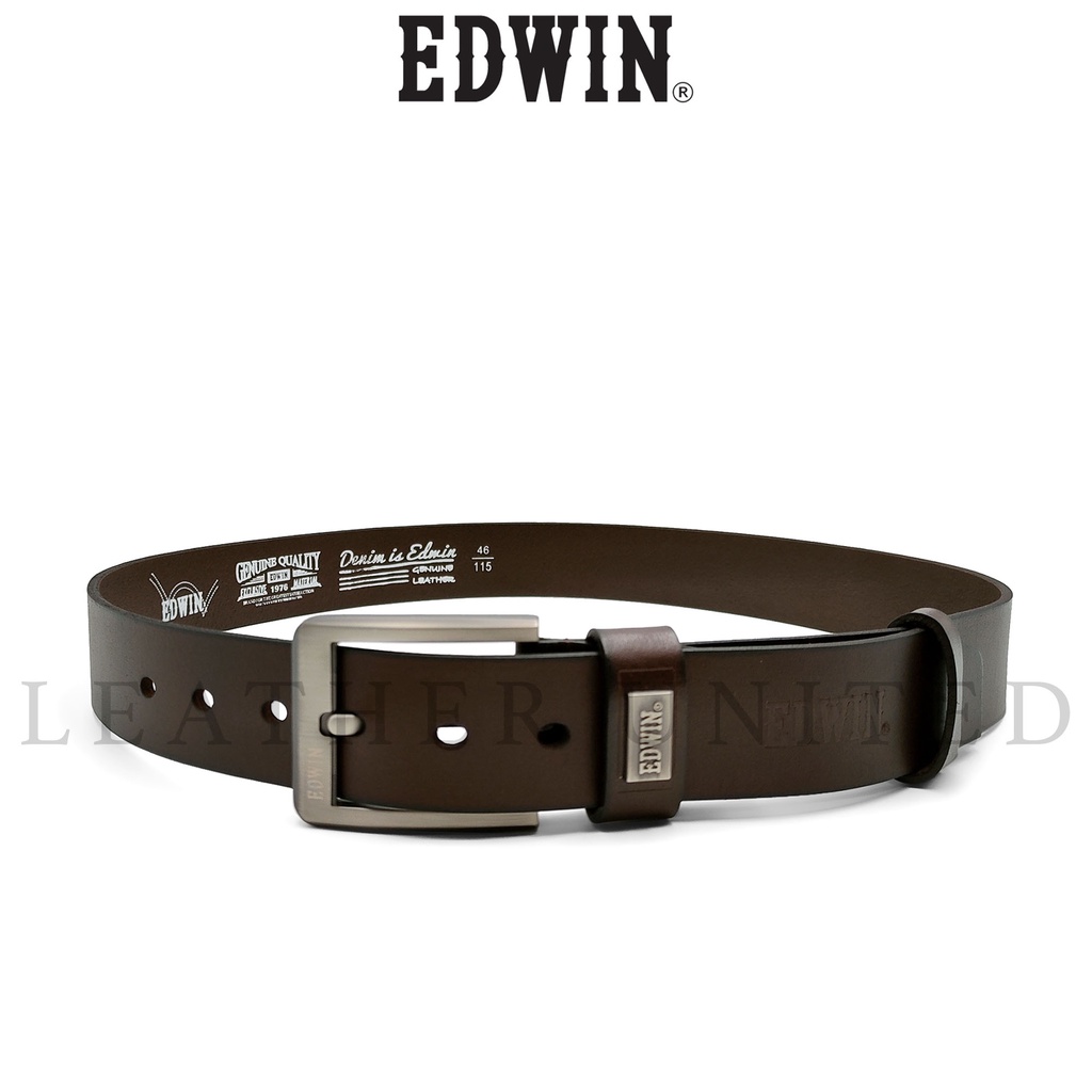 Edwin Genuine Top Grain Leather 40MM Iconic Logo Pin Buckle Belt # ...