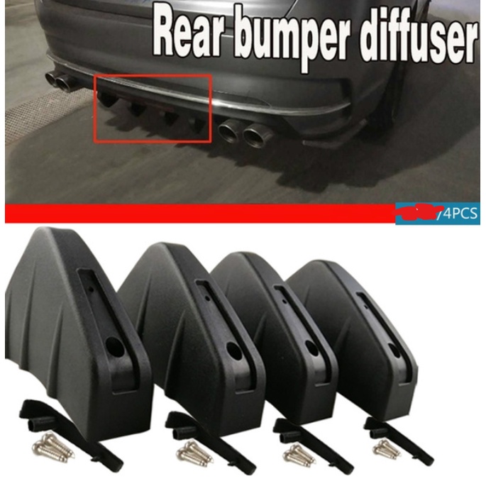 4 Pcs Universal Car Rear Bumper Lip Diffuser Shark Fin Style Car Back ...