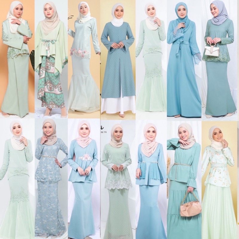 (SXL) DUSTY GREEN / PASTEL GREEN TEMA COLOR BAJU KURUNG BRIDESMAID