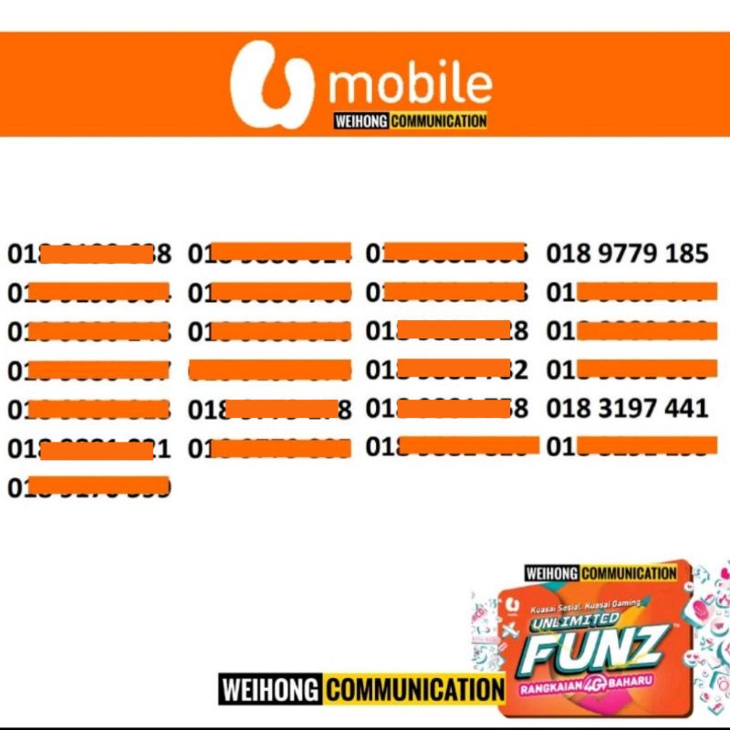 VIP NUMBER 🧡 UMobile Prepaid Unlimited data🔥Nombor Cantik | Shopee Malaysia