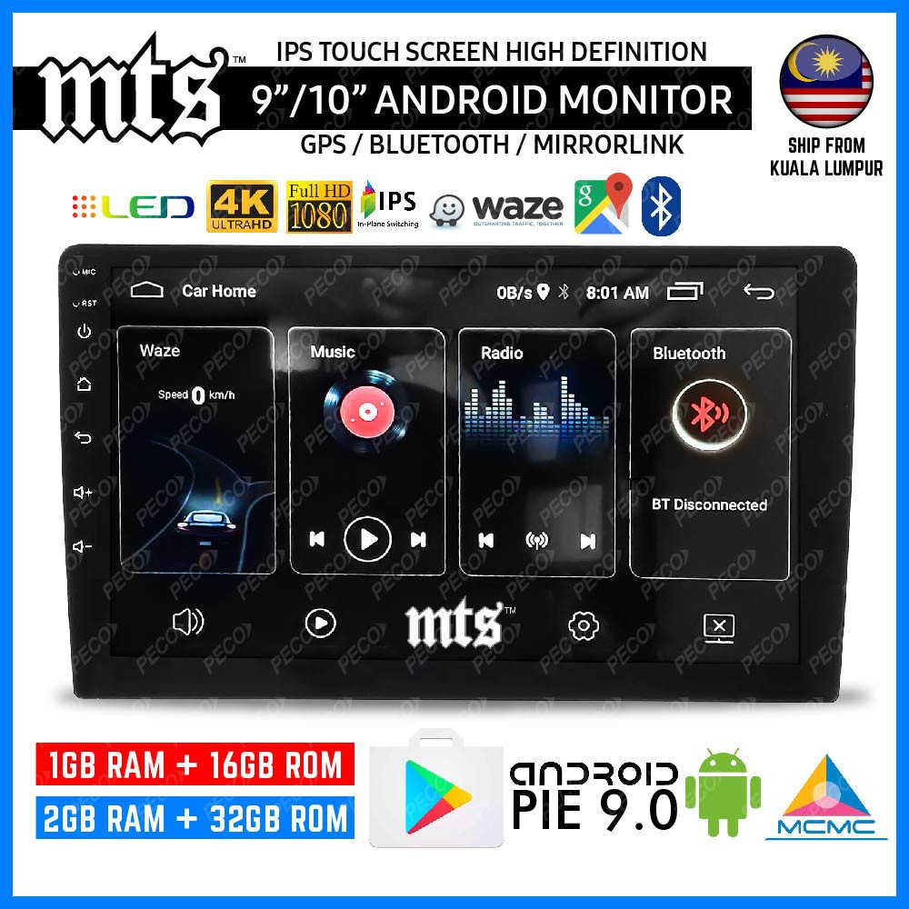 MTS Android Monitor Player - 9”/10” IPS Touch Screen High Definition Car  Android Player with Google Play Waze Google Map | Shopee Malaysia