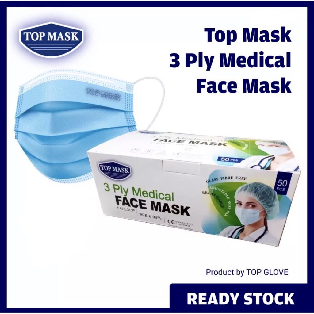 Top Mask Disposable 3 Ply Medical Face Mask (50PCS/BOX) Shopee Malaysia