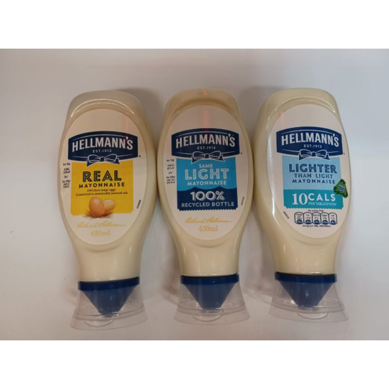 Hellmann's Mayonnaise Squeezy Real Mayonnaise/Light/Lighter Than Light/Vegan Shopee Malaysia