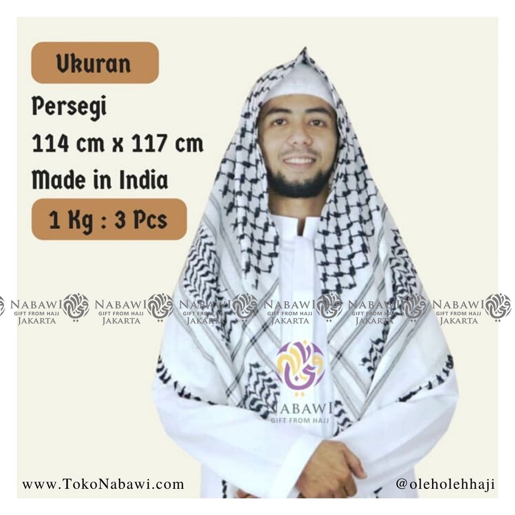 Arabic Turban Almas White / Turban Hajj / Keffiyeh, Turban, Shemagh