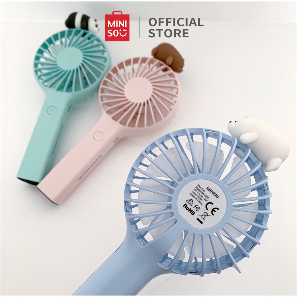 Miniso Portable Mini Fan We Bare Bears Grizzly Panda Ice Bear Hand Fan