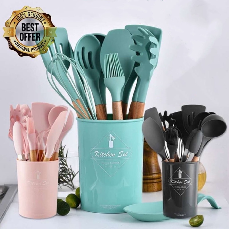 12Pcs Cooking Tools Kitchen Cookware Set Silicone Utensils Cooking Sets