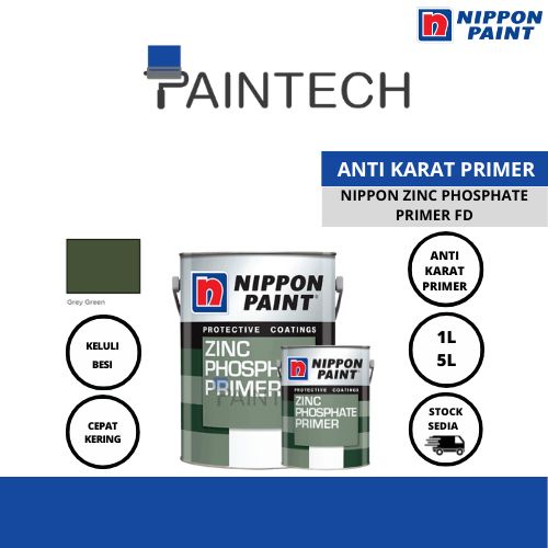 [100% GENUINE] Nippon Zinc Phosphate Primer FD Grey Green (Cat Antirust ...