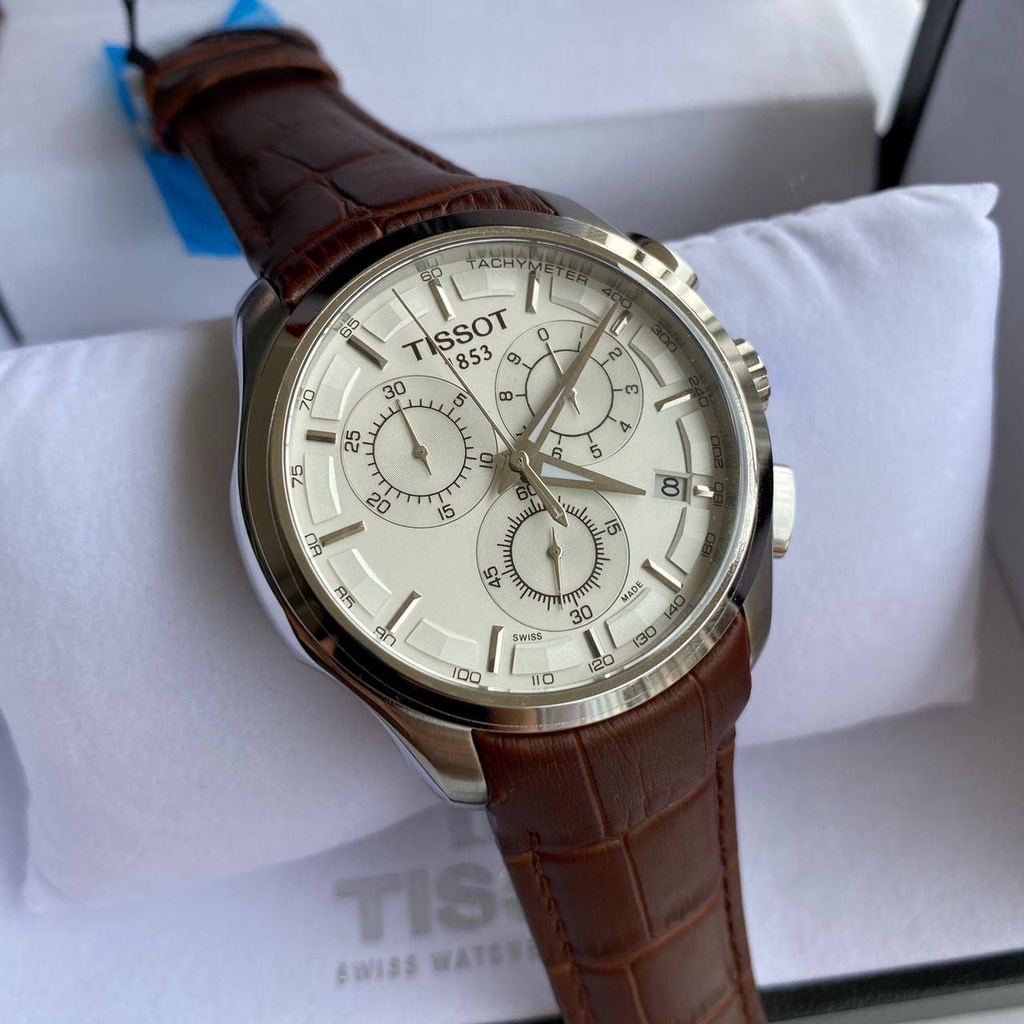 Tissot T Classic Couturier Chronograph White Dial Silver Steel Strap Watch For Men - T101.617.11.031.00 main image 0