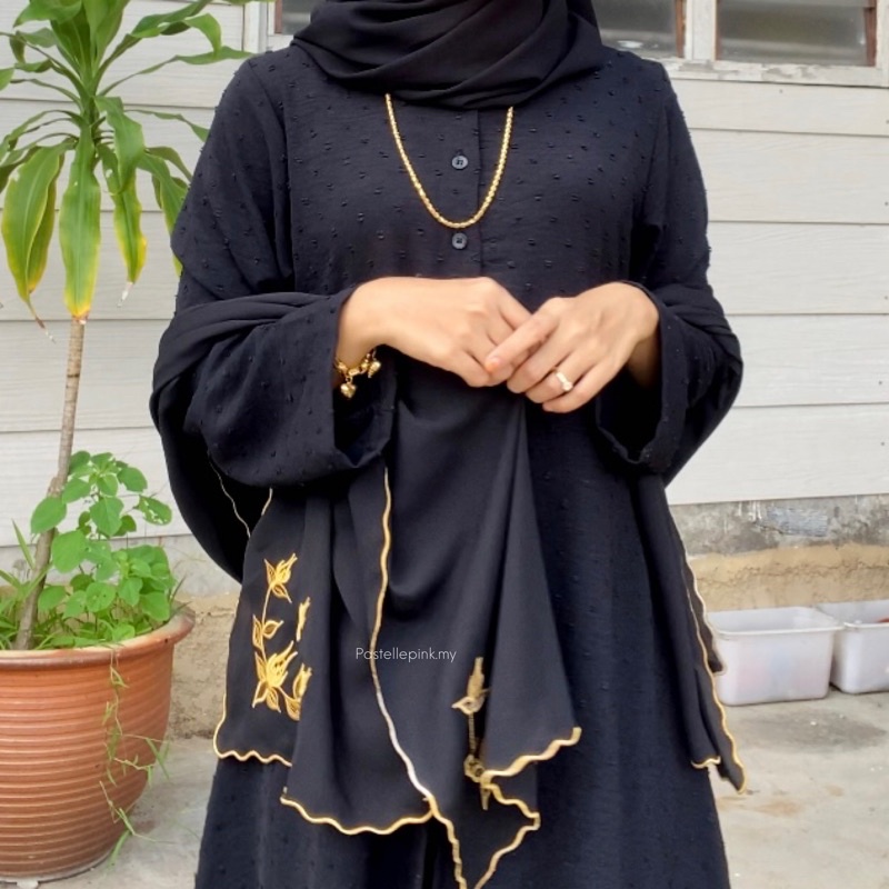 shawl sulam hitam gold