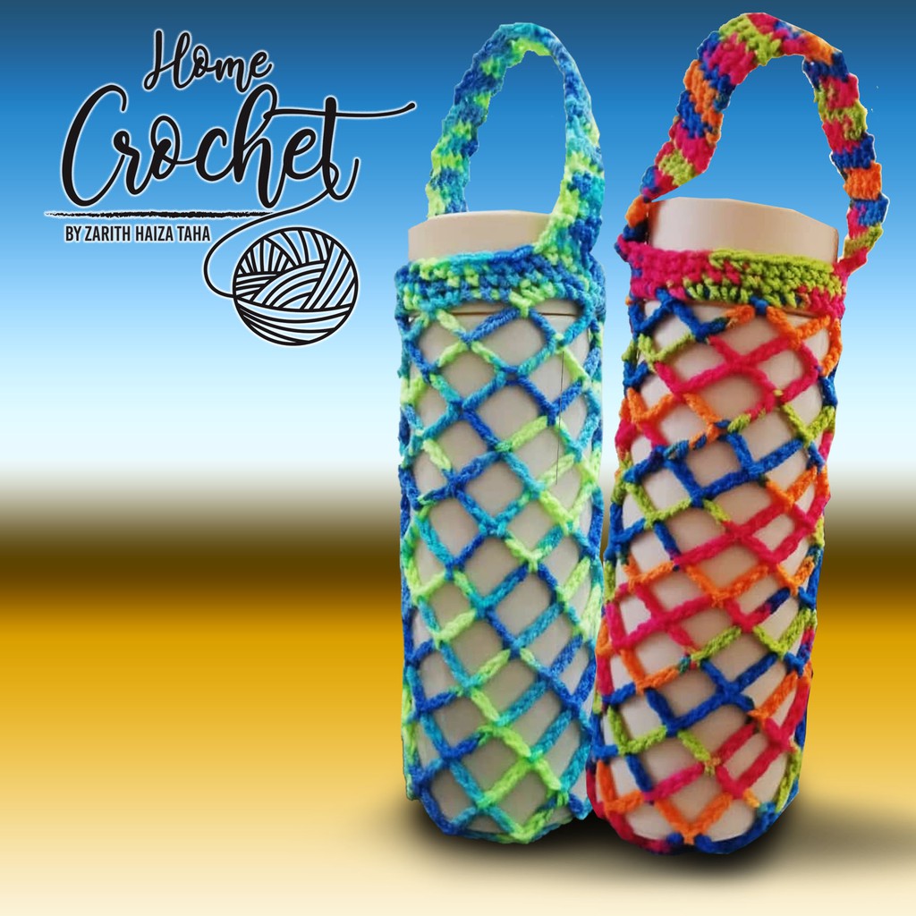 sarung botol crochet menggunakan benang milk cotton 5ply (*gambar cover ...