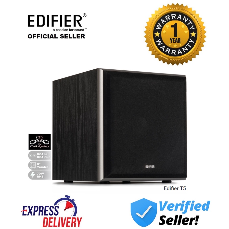Edifier T5 Active Subwoofer 8" Woofer Driver 70W RMS Wooden