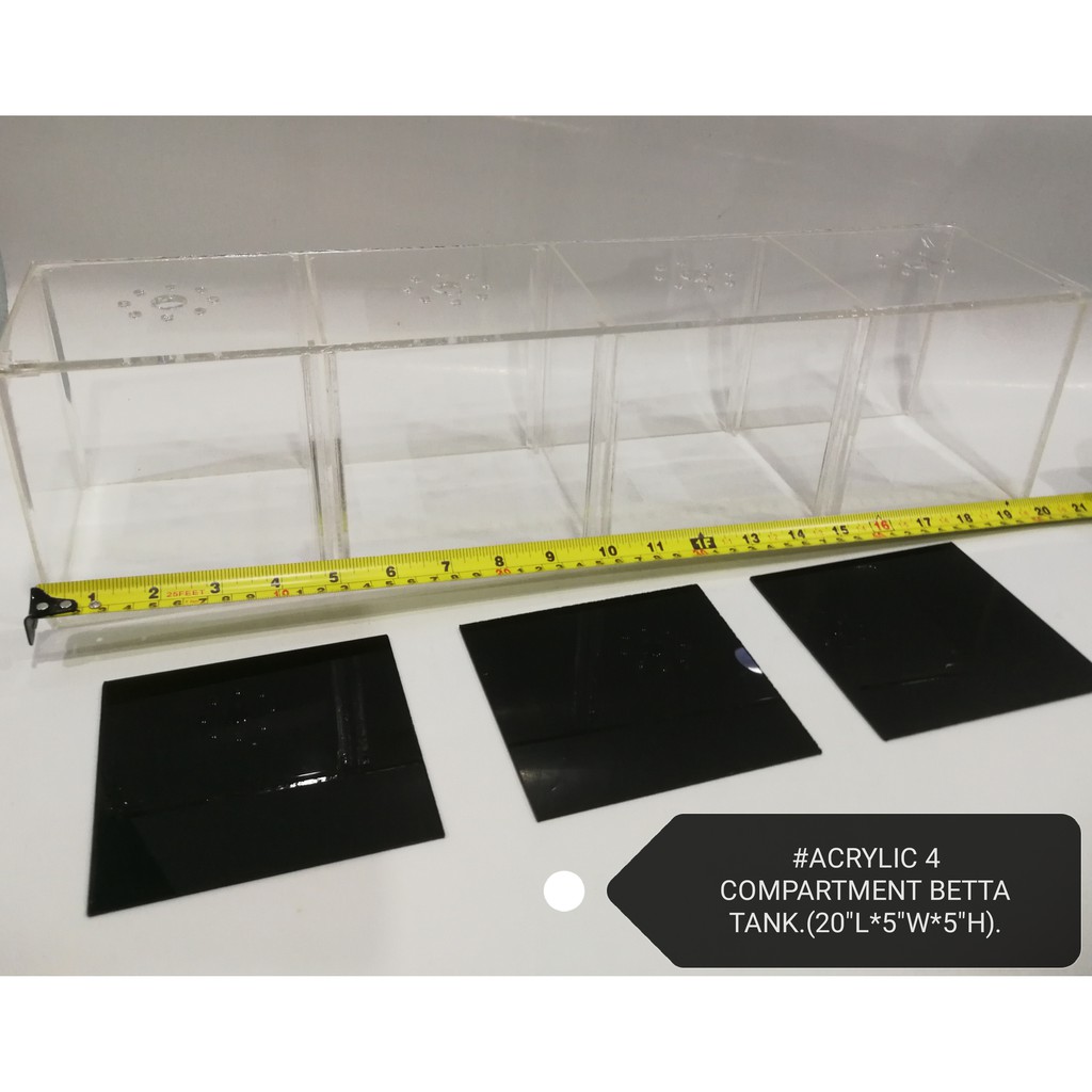 Acrylic Quadruple 4 Compartment Tank with Divider Betta Fish Aquarium ...