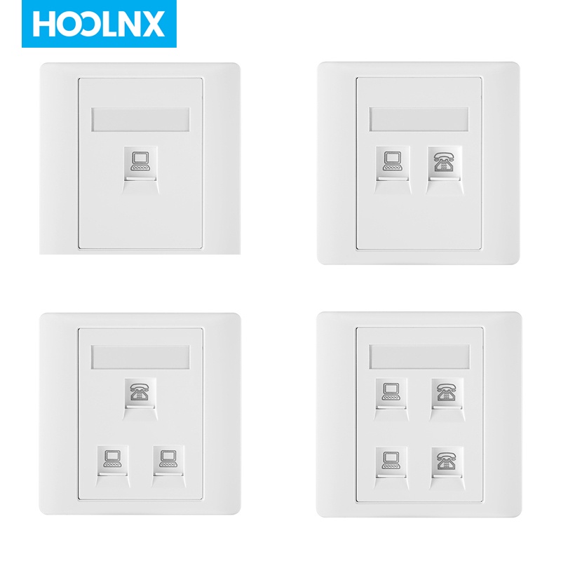 HOOLNX 1/2/3/4-port Wall Faceplate Socket White Wallplate 1-Port 2-Port