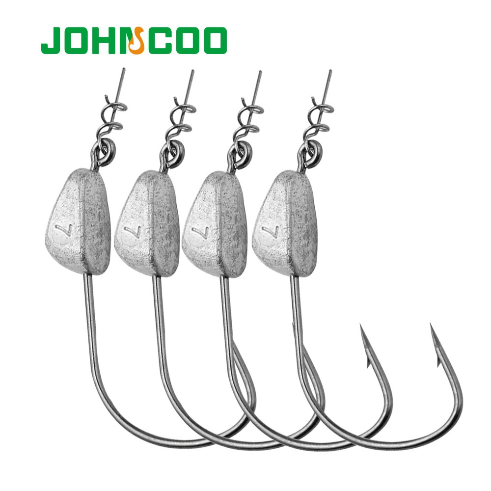 JOHNCOO 10pcs Lead Jig Head 3.5g/5g/7g/10g/15g/21g Barbed Hook Fishing  Hooks Soft Lure Jigging Worm Sharp Hook Bass Fishing Lure