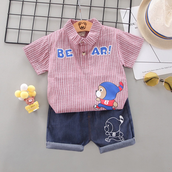 AGL Boy s Bear Summer Short Sleeve Short Pants 6M 4Y Above Set