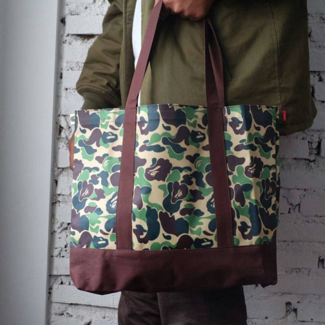 Bape camo tote bag ready stock Bape Japan magazine Shopee Malaysia
