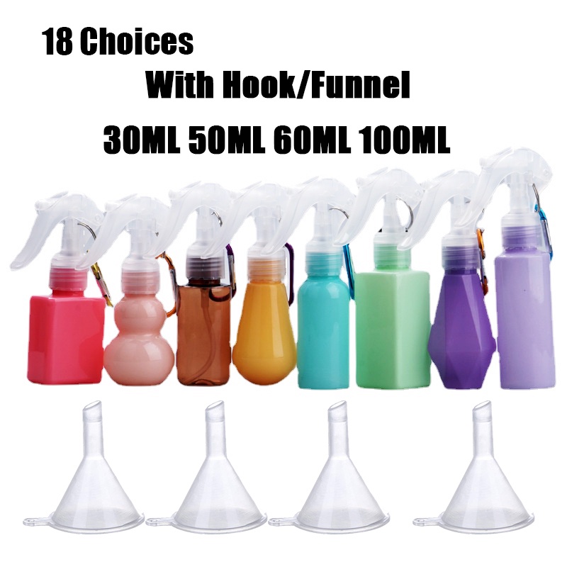 50/60/100ML Portable Flip Spray Bottle with Hook/ Press Trigger Head