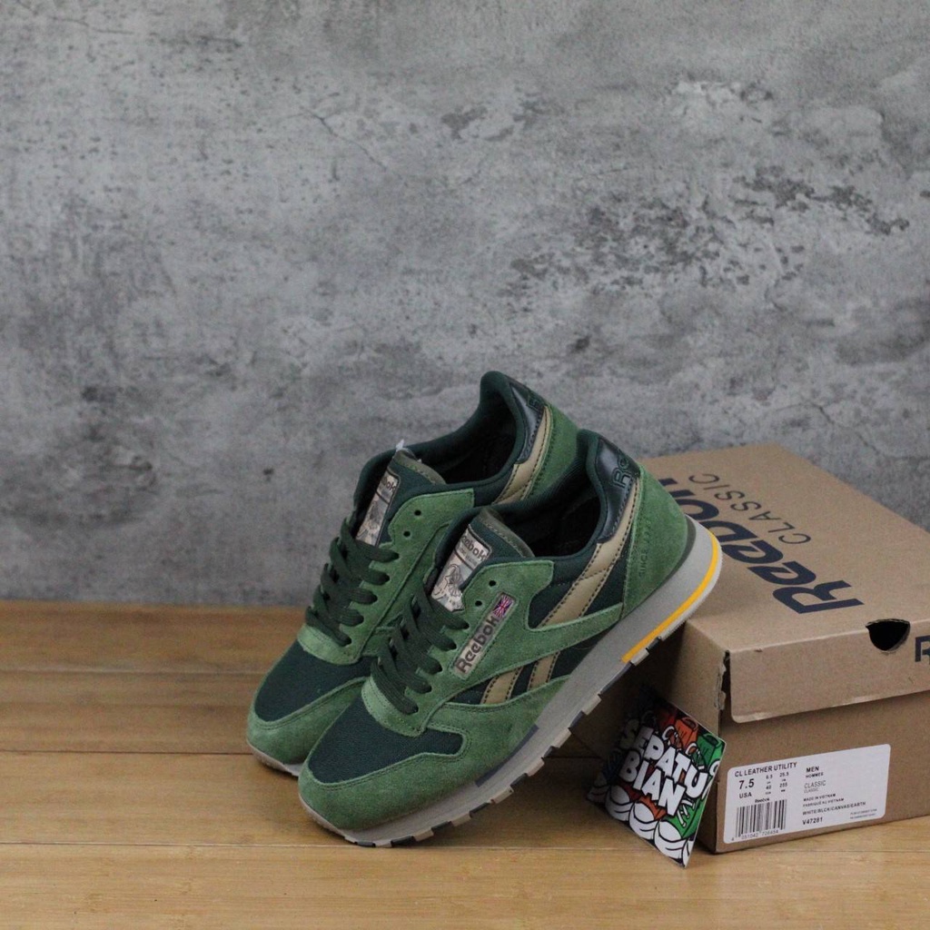 reebok classic leather utility olive green