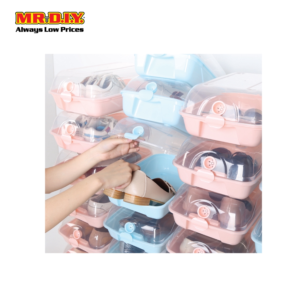 MR.DIY Medium Plastic Stackable Shoes Storage Box Pink 8pcs x 30.5cm