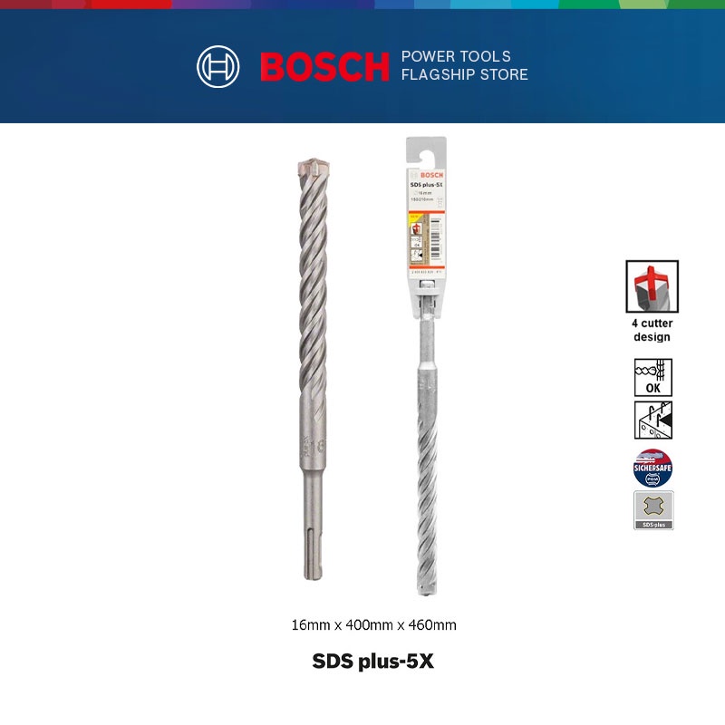 Bosch Sds Plus 5x Masonry And Reinforced Concrete Hammer Drill Bit 16mm