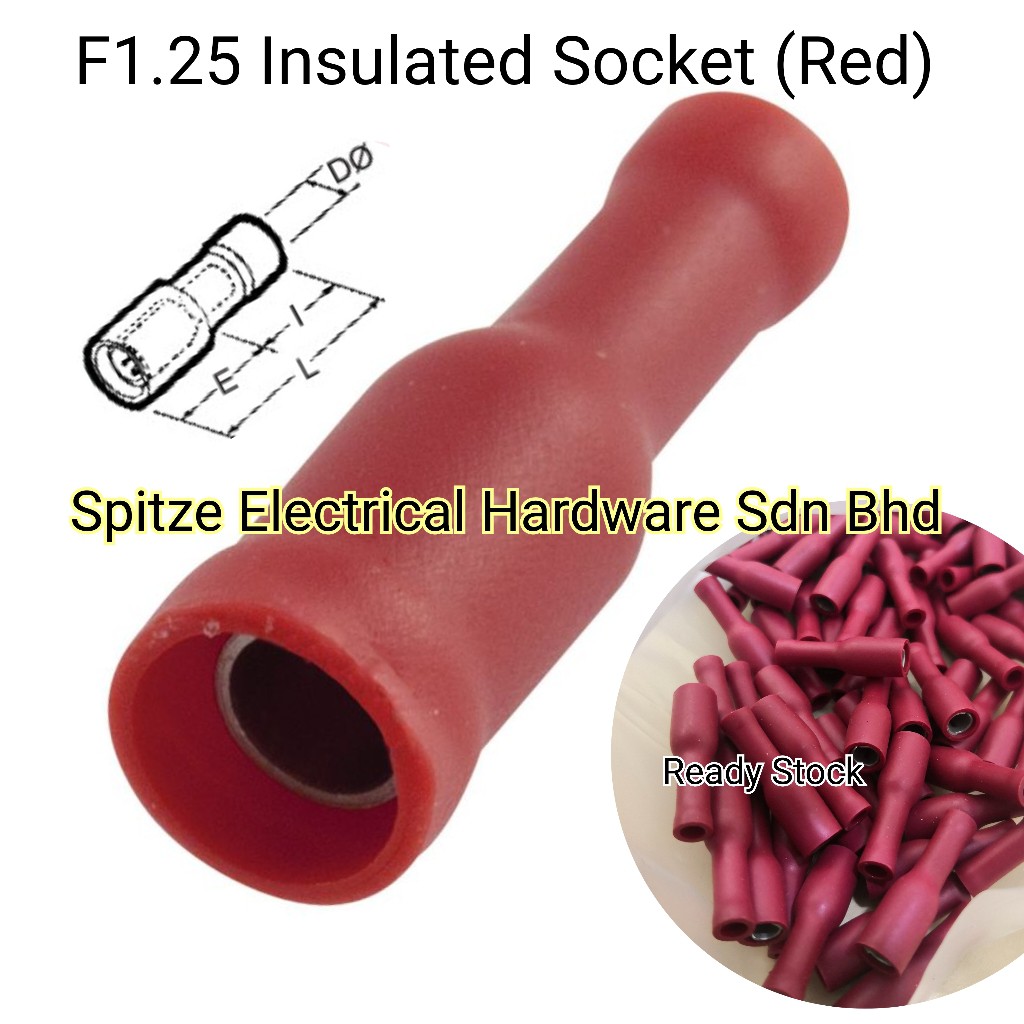 (100pcs) F1.25 Insulated Socket (RED) / Connector | Shopee Malaysia