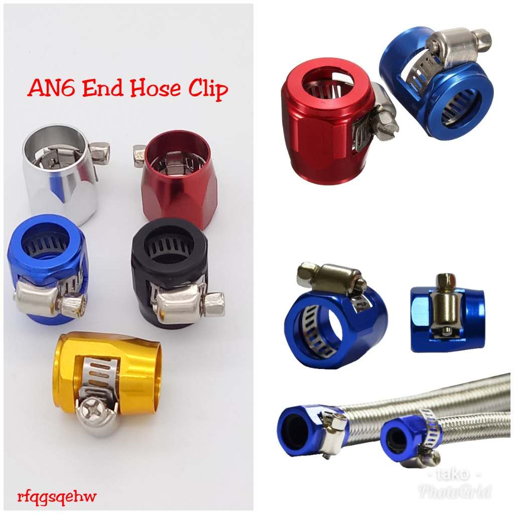 Hose End Finisher Aluminium Fuel Oil Water Pipe Clip Clamp AN4 AN6 AN8 AN10 AN12 40mm 45mm 48mm