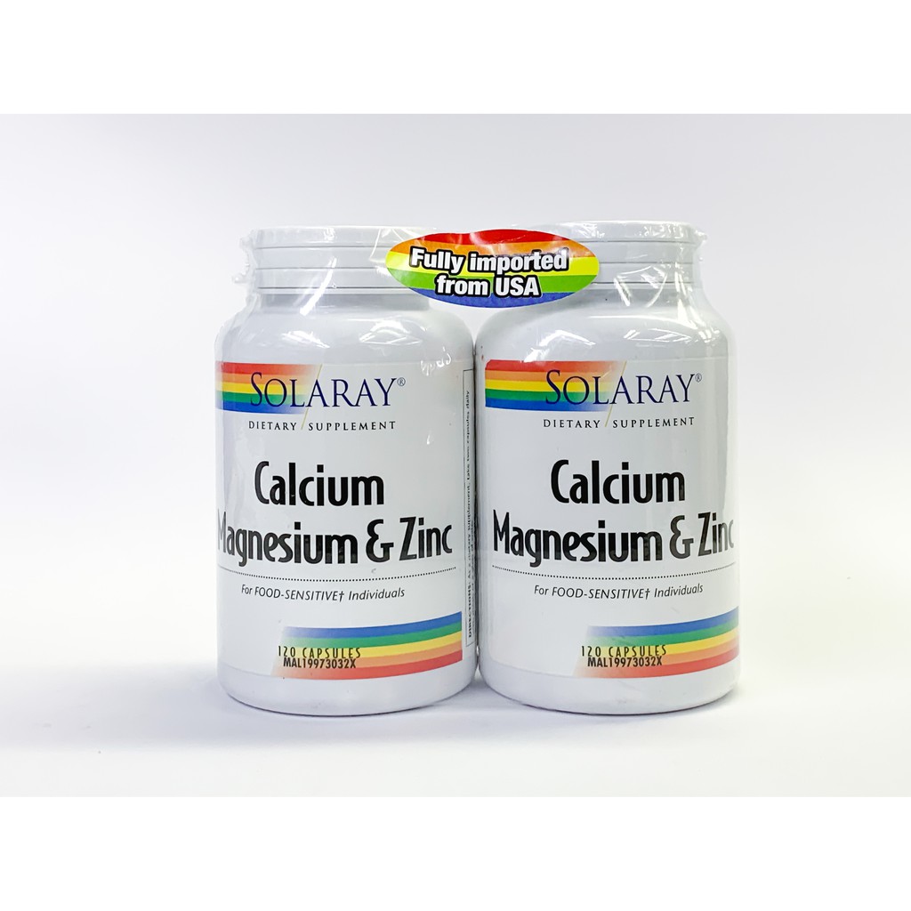 SOLARAY CALCIUM MAGNESIUM & ZINC 120'S / 120'S X 2 (EXP 10/2026