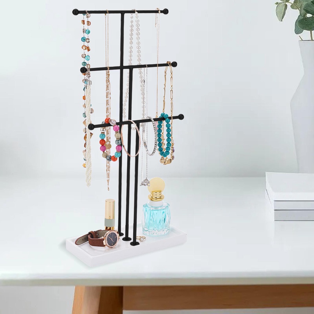 3 layers Hanging Jewelry Organizer Tiered Tabletop Countertop Free Standing Necklace Holder Display Shopee Malaysia