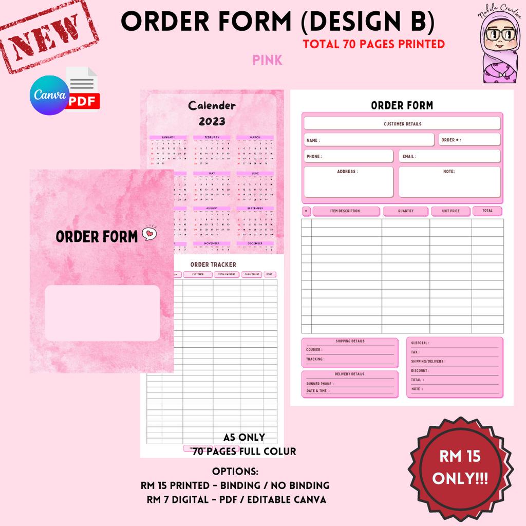 [FREE GIFT] ORDER FORM DESIGN B PRINTED TEMPLATE FOR SMALL BUSINESS ...