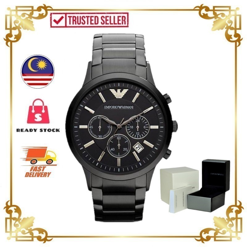 Authentic Original Emporio Armani Men s Chronograph Black Ion Pleated Watch AR2453 Shopee Malaysia