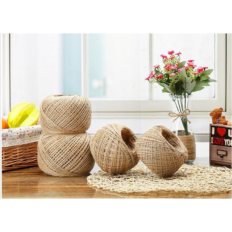 100M Natural Brown Jute Hessian Burlap Twine – Rustic Sisal String Cord